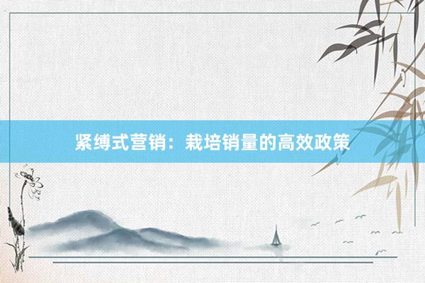紧缚式营销：栽培销量的高效政策
